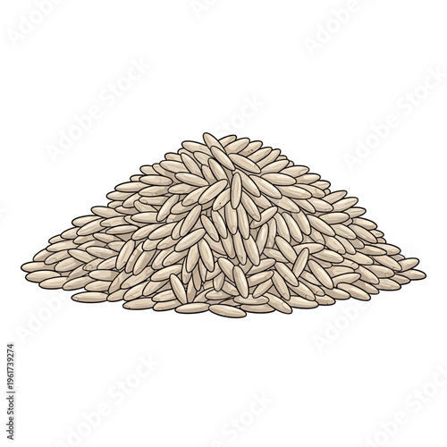 Pile of uncooked white rice grains