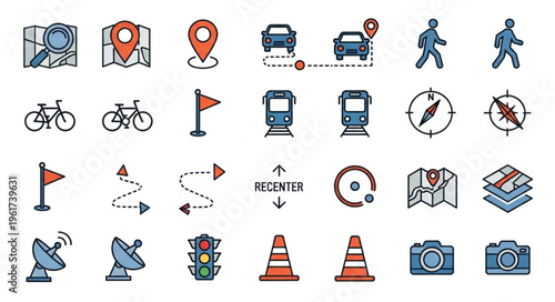 Navigation and Transportation Icons - A Comprehensive Vector Set.