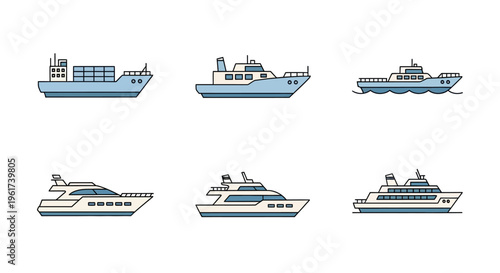 Variety of Large Passenger Cruise Ships.