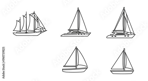 Sailing boats on the water surface.