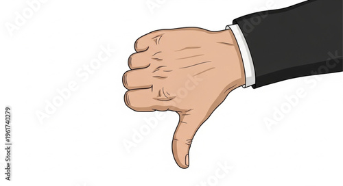 Hand Gesture - Thumbs Down - Disapproval, Dislike, Rejection, Negative Feedback.