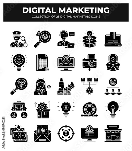 Collection of 25 Digital Marketing Icons: Boost Your Business Online
