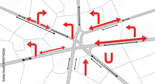 Photos Traffic Flow Diagram with Arrows Indicating Direction.