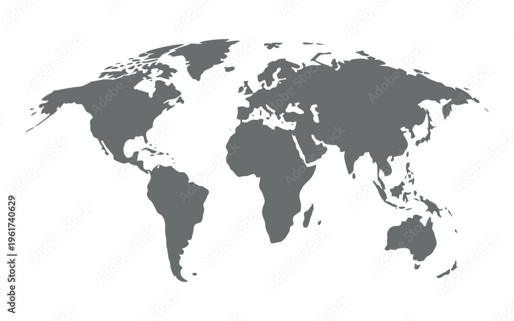 Obraz premium World Map Icon Flat Vector Global Earth Geography Illustration for Travel and Business Use