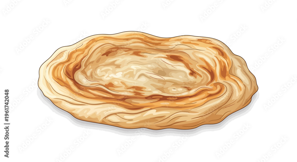 Fototapeta premium Flaky Paratha Bread Isolated White Background