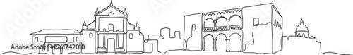 Minimalist Santo Domingo skyline continuous one line art historical architecture vector illustration