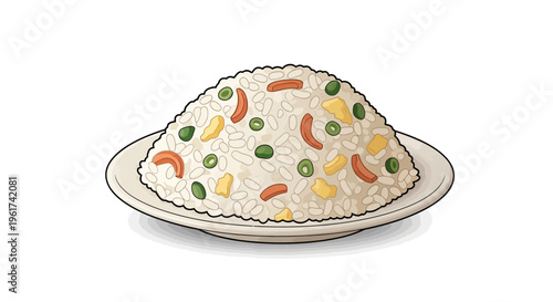 Fluffy Fried Rice Dish with Vegetables on Plate