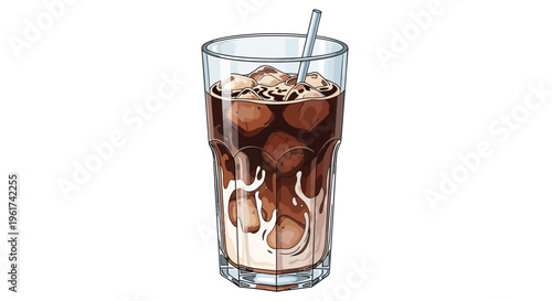 Iced Coffee with Cream and Straw