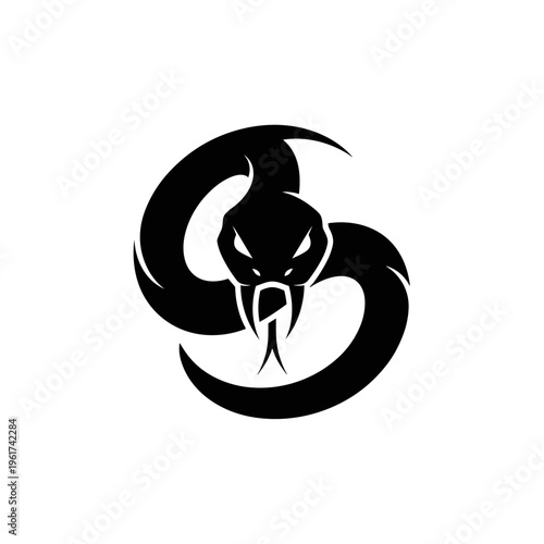 Black snake head logo design.