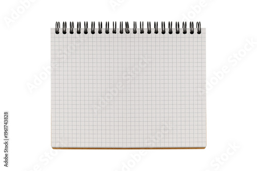 Open spiral notepad with clean white pages and kraft cover isolated on background. Ideal mockup for school supplies, office stationery, or planner design concepts.