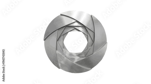A metallic camera aperture on transparent background