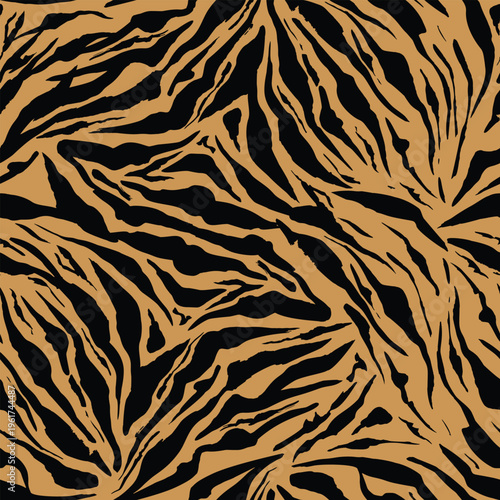 Leo pattern art vibrant orange and black abstract zebra stripes design