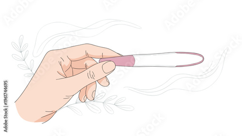 Hand carefully holds a positive pregnancy test against a soft floral background to capture a life changing moment of joy and news.