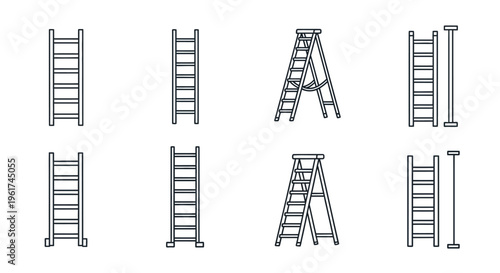 Collection of various ladder types.