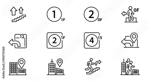 Black icons of business and travel.