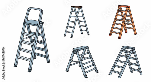 Collection of various step ladders.
