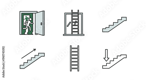 Staircase Steps Ladder Stairway Icons.