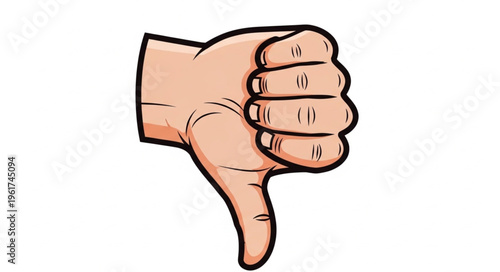 Cartoon Hand Giving Thumbs Down Gesture of Disapproval.