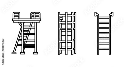 Different types of ladders side by side.