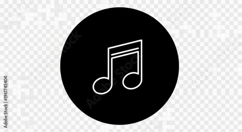Musical Note Icon on Black Circle for Audio and Sound.