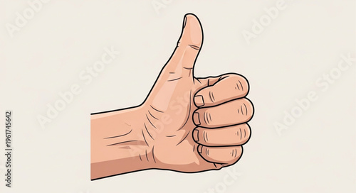 Hand Gesture - Thumbs Up for Approval and Agreement.