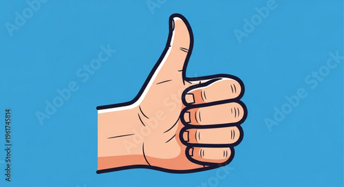Cartoon Hand Giving a Thumbs Up Gesture of Approval.