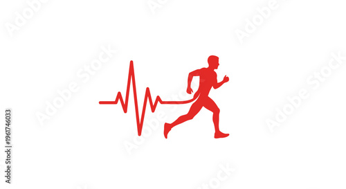 Heart rate running fitness and health monitoring concept