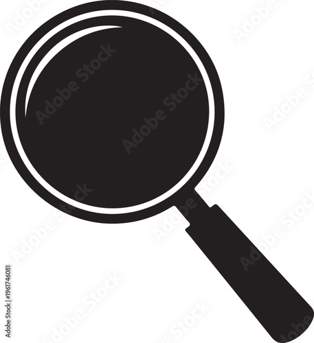 Magnifying Glass Icon, Black Vector Graphic, Search Symbol, Investigation Tool