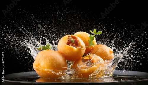 Pani Puri Burst with Tamarind Water Splash – Indian Street Food in Motion