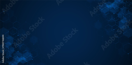Digital technology background. Abstract hexagons background with lines and dots. Design for science, medicine or technology
