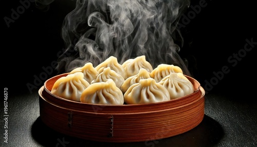Piping Hot Steamed Momos Releasing Aromatic Steam