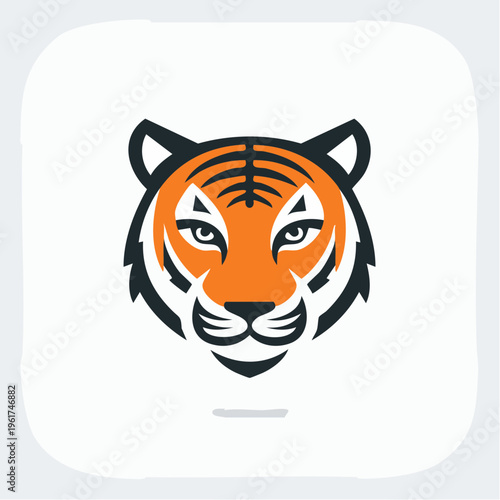 Tiger Head Emblem Illustration With Striking Orange and Black Markings