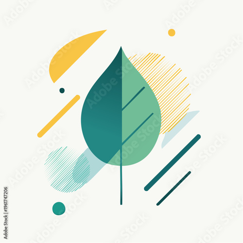 Abstract Geometric Leaf Design with Organic and Natural Elements
