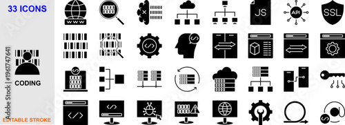 Coding Line Icons for Software and Web Development