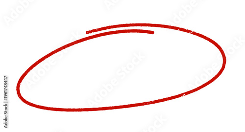 Conceptual hand-drawn red ellipse, a versatile graphic mark for emphasis, highlighting important ideas and drawing attention to key points with a distinct style