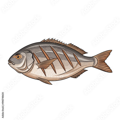 Grilled Fish Illustration