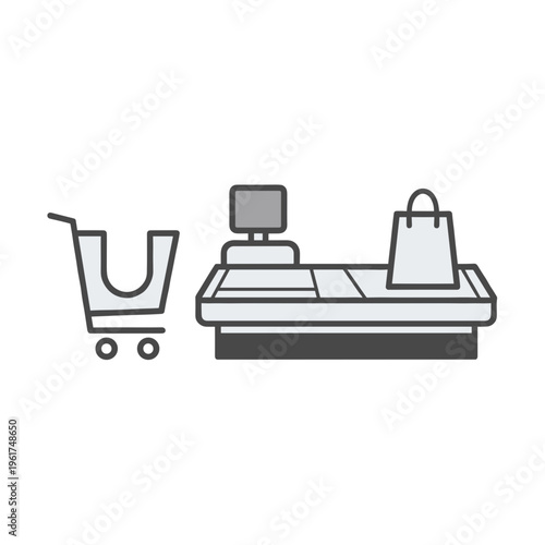 Checkout Counter with Shopping Cart.