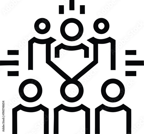 Business Organization Structure and Hierarchical Team Leadership Connecting All Members Effectively