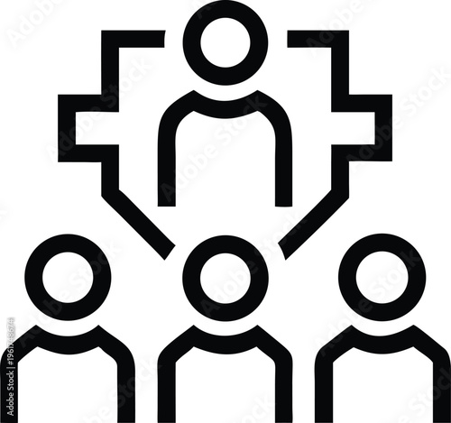 Business organization structure with a managing leader overseeing multiple subordinate employees