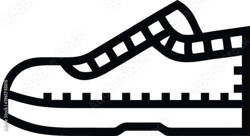 Casual comfortable shoe with laces on a side profile view for footwear products