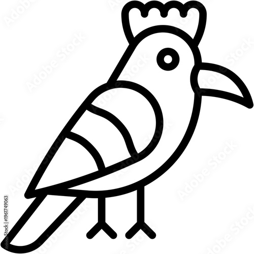 Vector Icon Hoopoe, Animals, Zoology, Ornithology, Fauna, Bird Feather