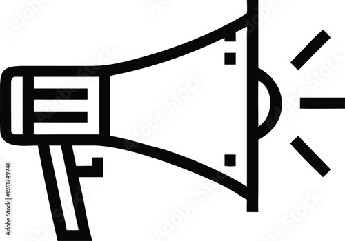 Classic Megaphone Loudspeaker Icon Emitting Sound Waves for Public Communication and Announcement