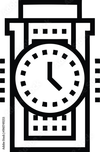 Classic grandfather clock or tall floor timepiece showing hours and minutes in a minimalist icon style
