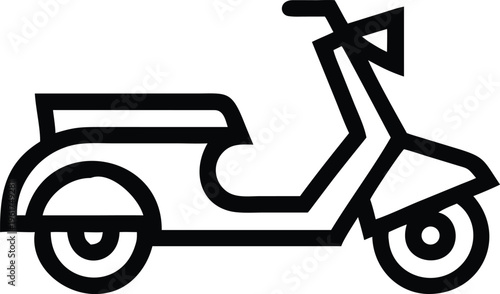 Classic outline of a traditional motorized scooter for urban transportation needs