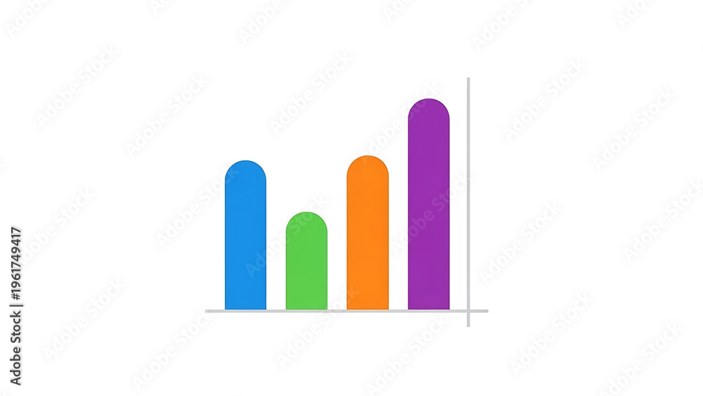 Obraz premium Colorful Bar Chart on White Background Keywords: bar chart, graph, statistics, data, infographic