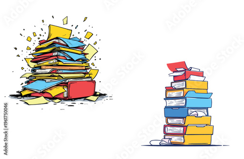 Vsai comparing organized and chaotic document piles showing workload