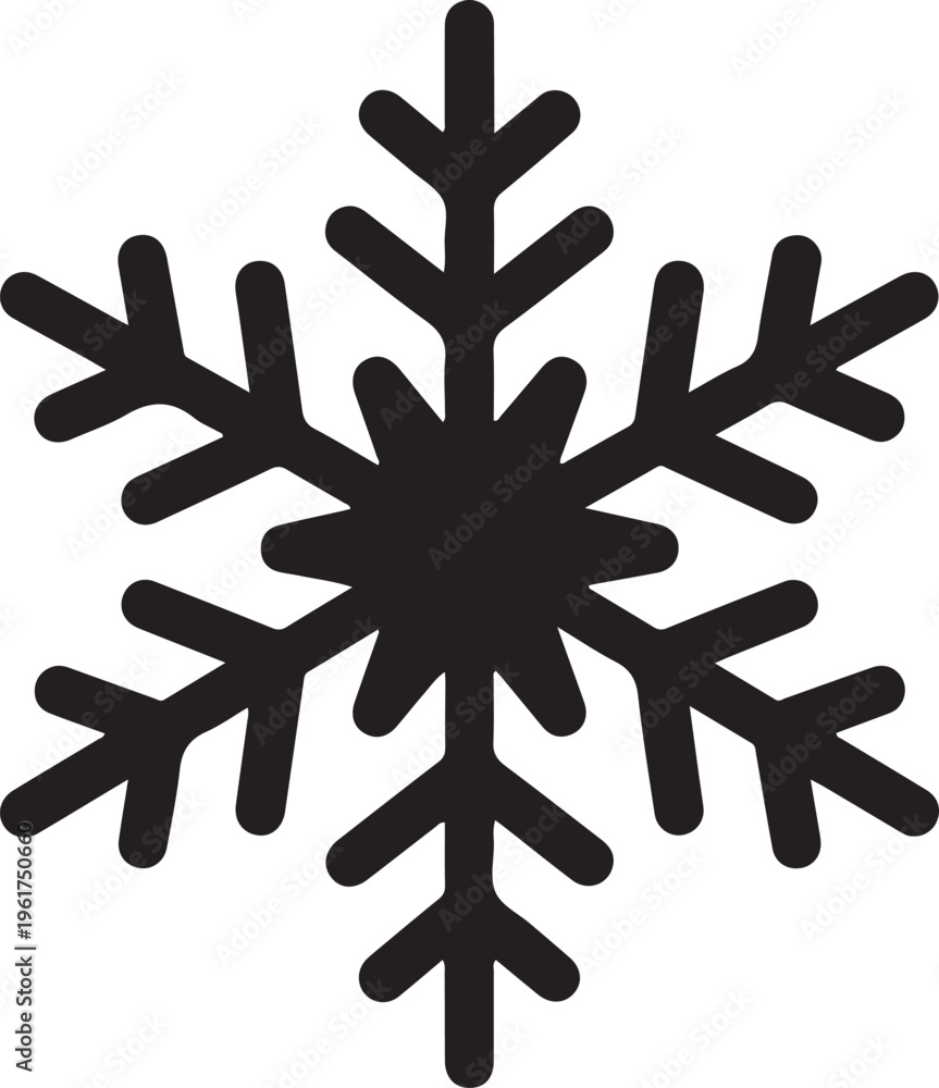 Fototapeta premium Black snowflake icon, winter symbol, frosty design element, vector graphic