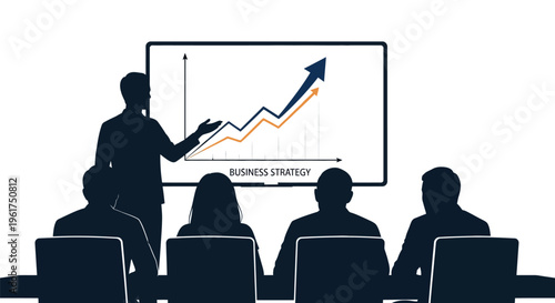 Businessman presenting strategy graph to colleagues in meeting