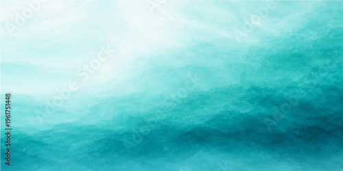 Beautiful summer landscape of a calm blue sky with white clouds reflecting on the light waves of the ocean horizon