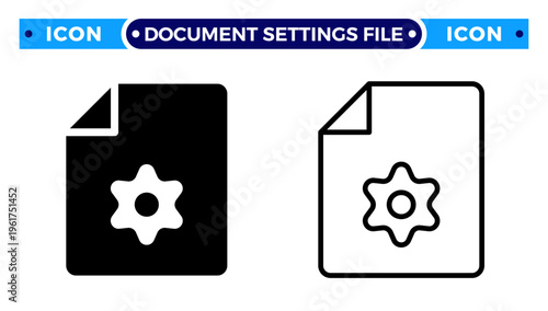 Document System Settings and File Configuration Management Vector Icon Set
